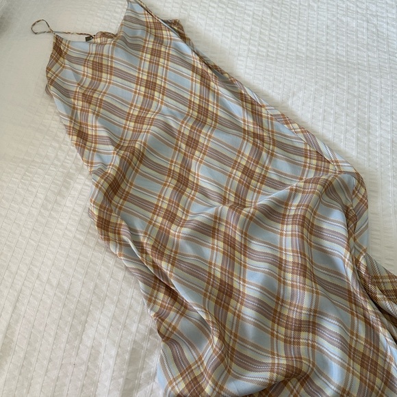 J. Crew culto-blend slip dress in pale sky tartan - Picture 7 of 7